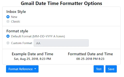 Gmail Date Time Formatter ডাউনলোড করুন – ইমেইল ডেট ফরম্যাট কাস্টমাইজ করুন - Screenshot 1