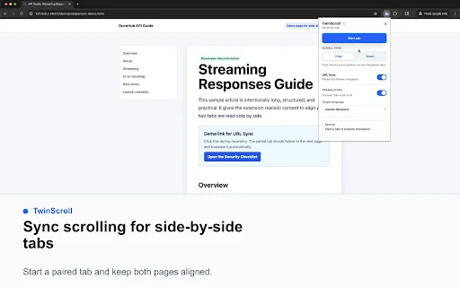 TwinScroll: Sync Scrolling for Side-by-Side Tabs – Productivity Tool - Screenshot 1
